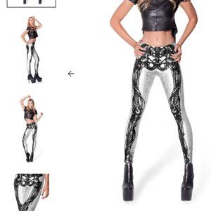 BlackMilk MECHANICAL BONES WHITE LEGGINGS- M